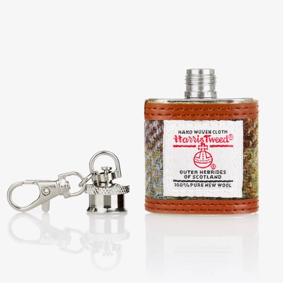 🟥GONE🟥 🆕NWOT Harris Tweed Wool x Leather Stainless Steel Keyring Flask - Picture 6 of 12